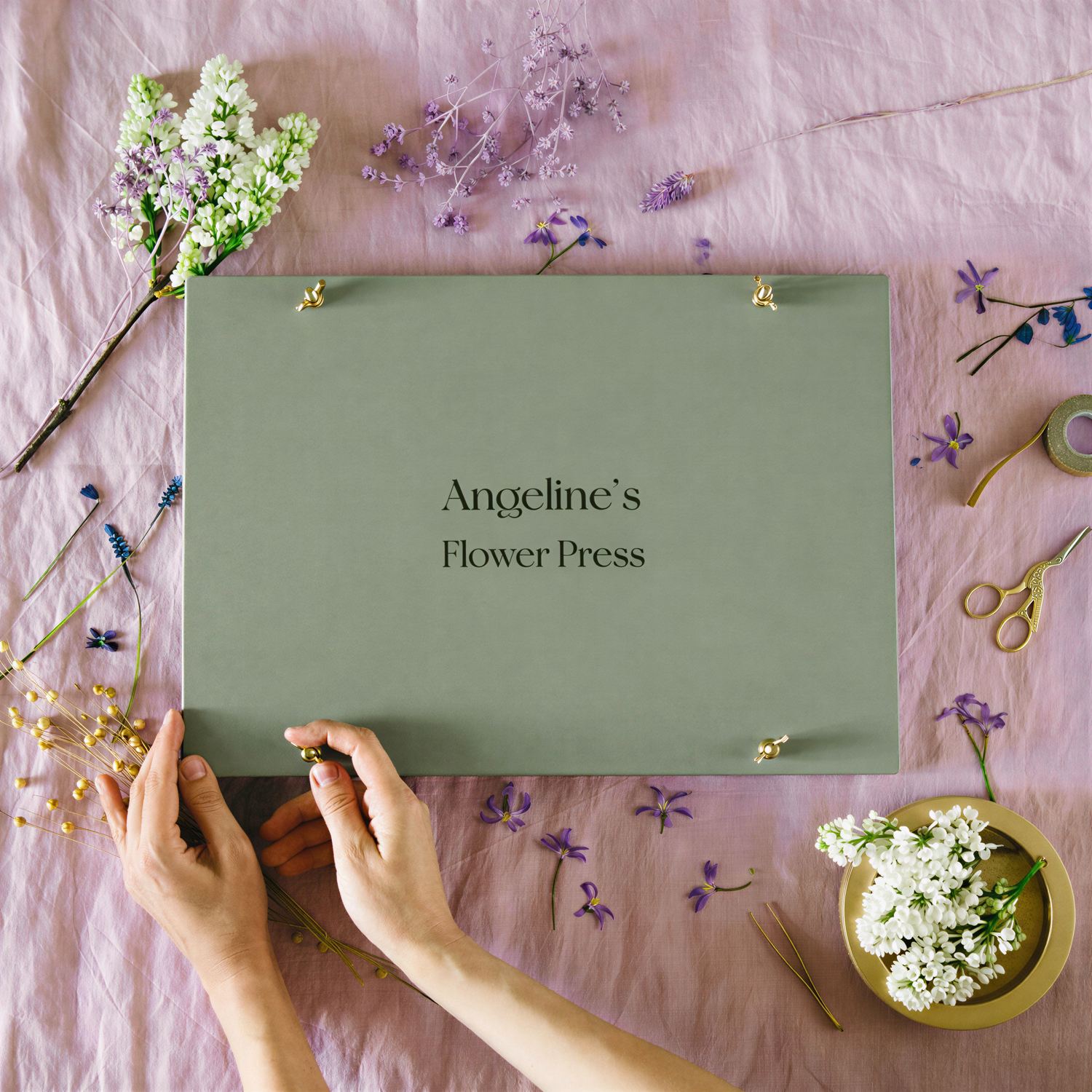 BloomPress – personalizēts artišoku krāsas ziedu preses komplekts