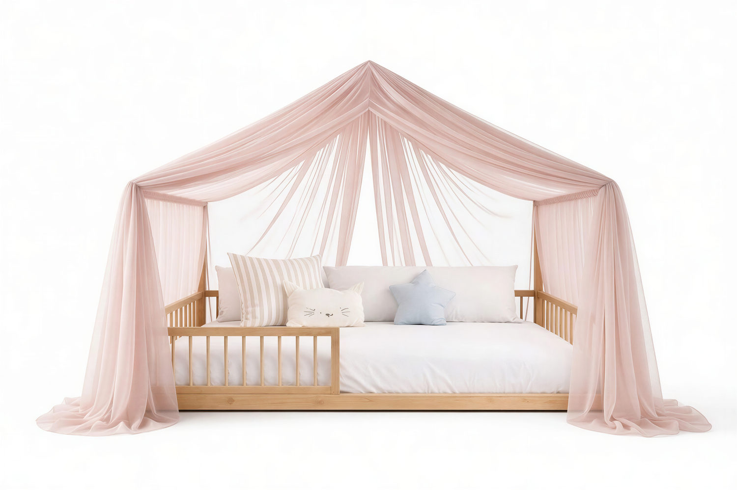 BlushDream Baldahīns (rozā krāsā) – lina, muslīna un tilla audumi | SandDream un LittleDream gultām